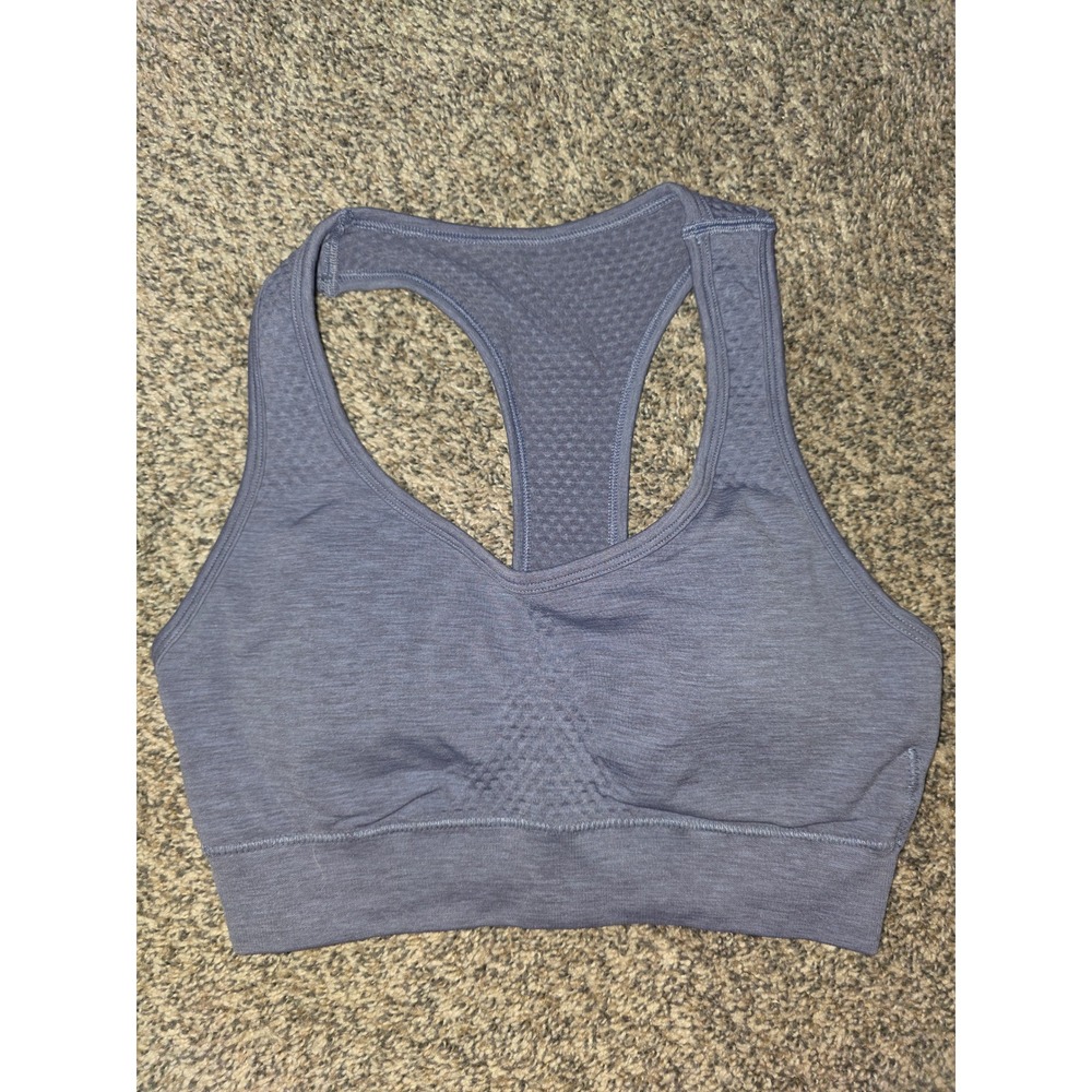 Alphalete Womens Seamless Racerback Sports Bra Blue Heather Small
